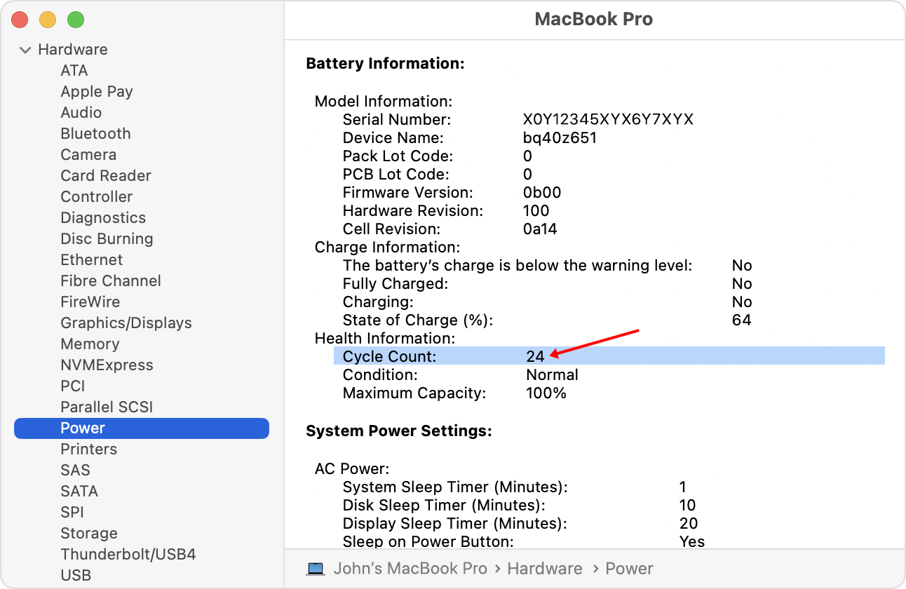 check the battery health of Mac laptop