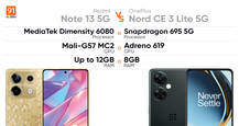Redmi Note 13 vs OnePlus Nord CE 3 Lite performance comparison: sub-Rs 20,000 showdown