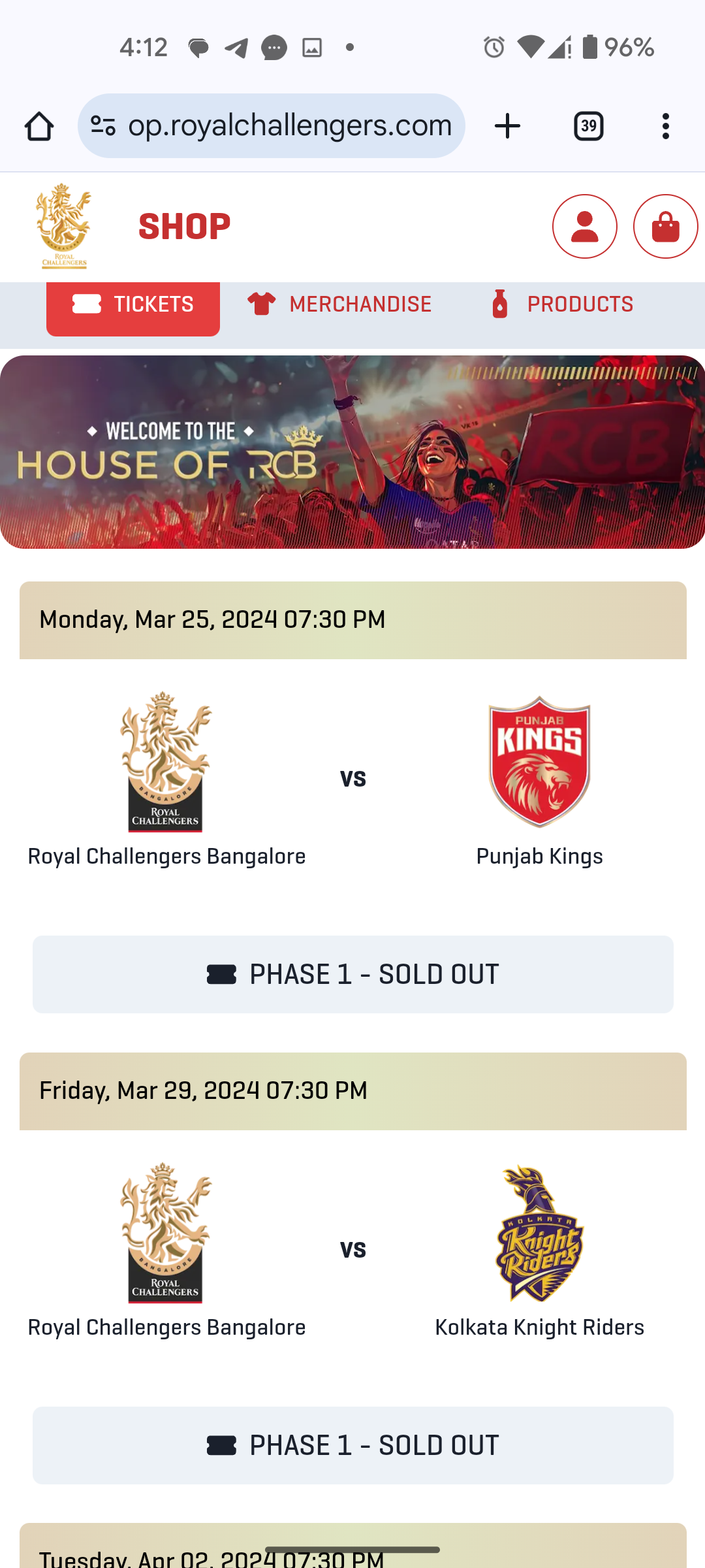 Book IPL 2024 tickets for RCB matches