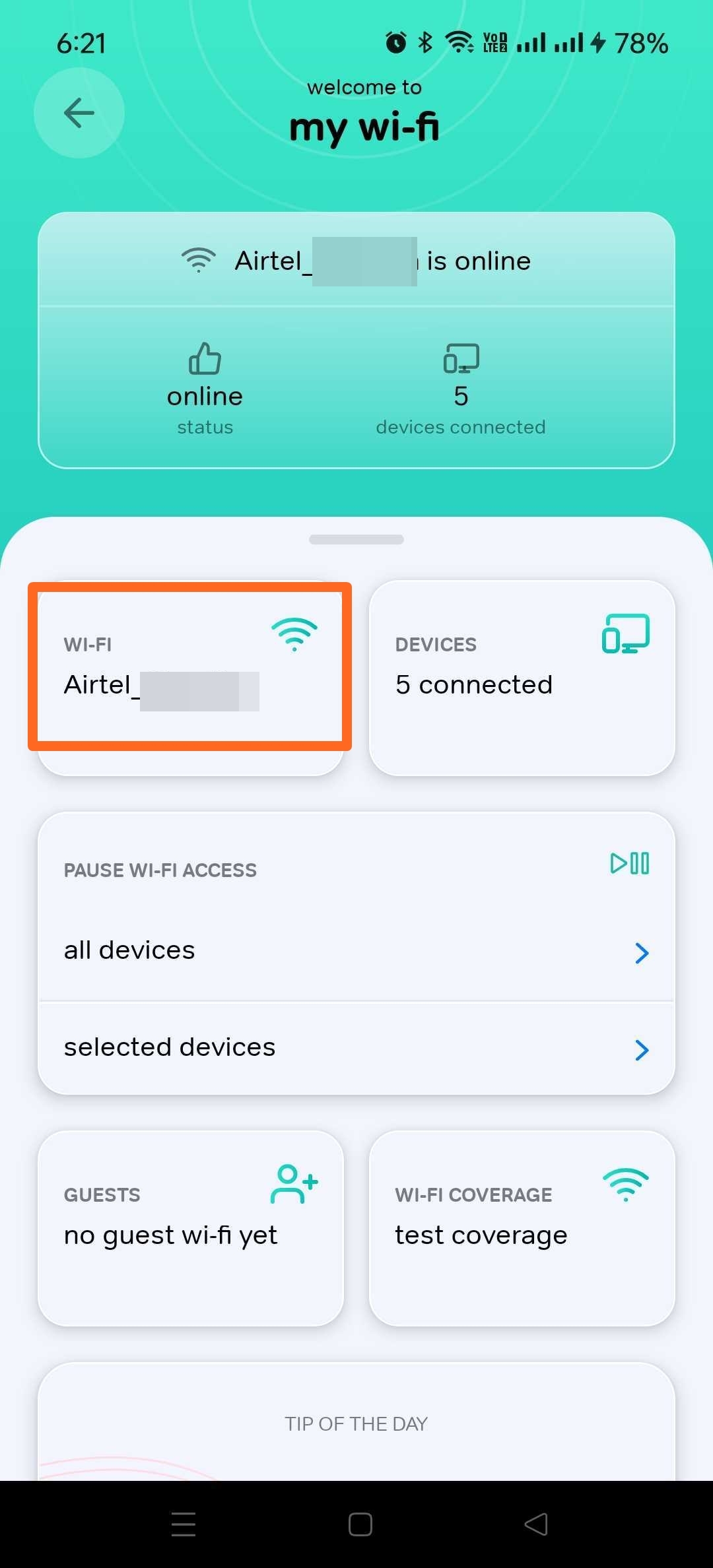 Change WiFi password through WiFi provider's app