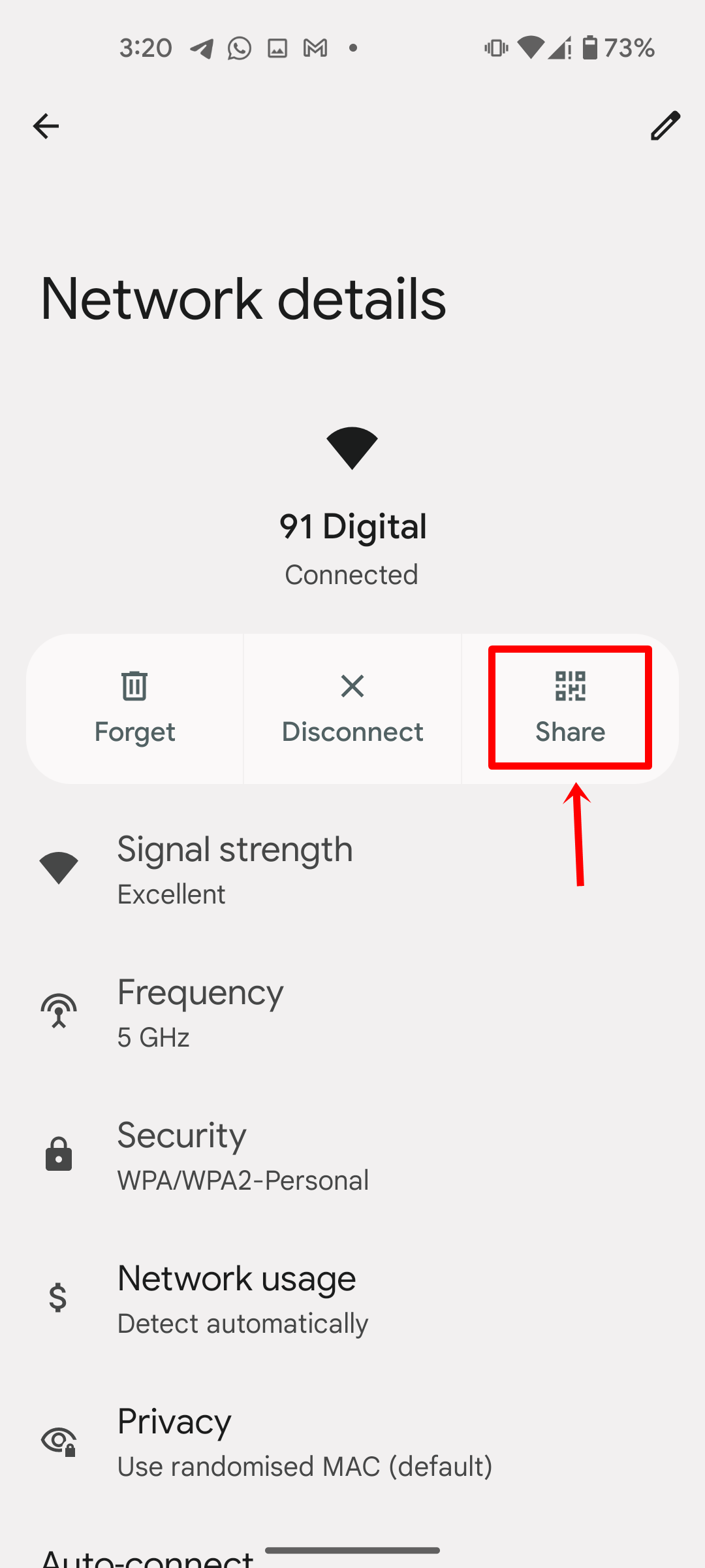 Find WiFi password on Android mobile phone
