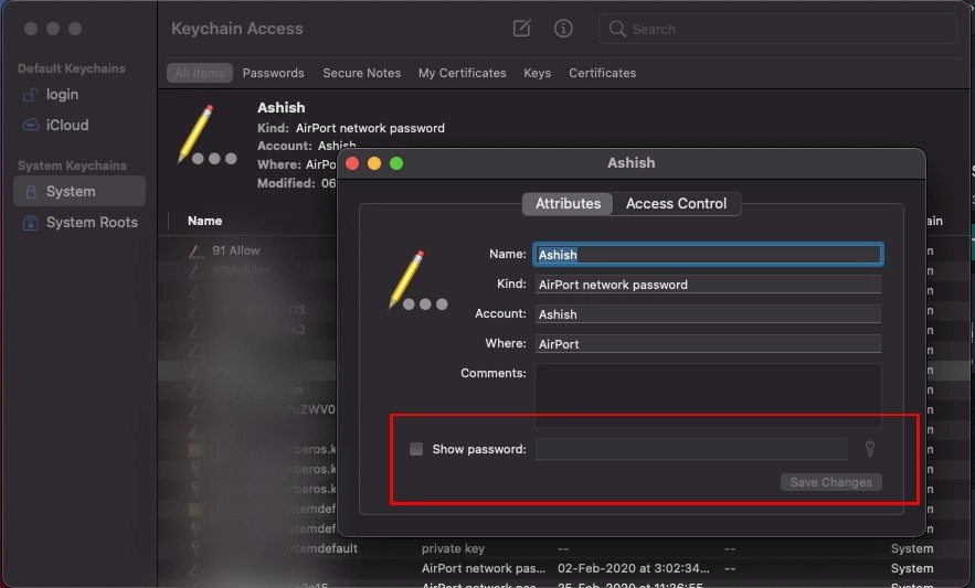 Find WiFi password on MacBook