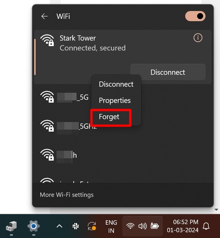 Switch to a different WiFi frequency band to fix WiFi connection