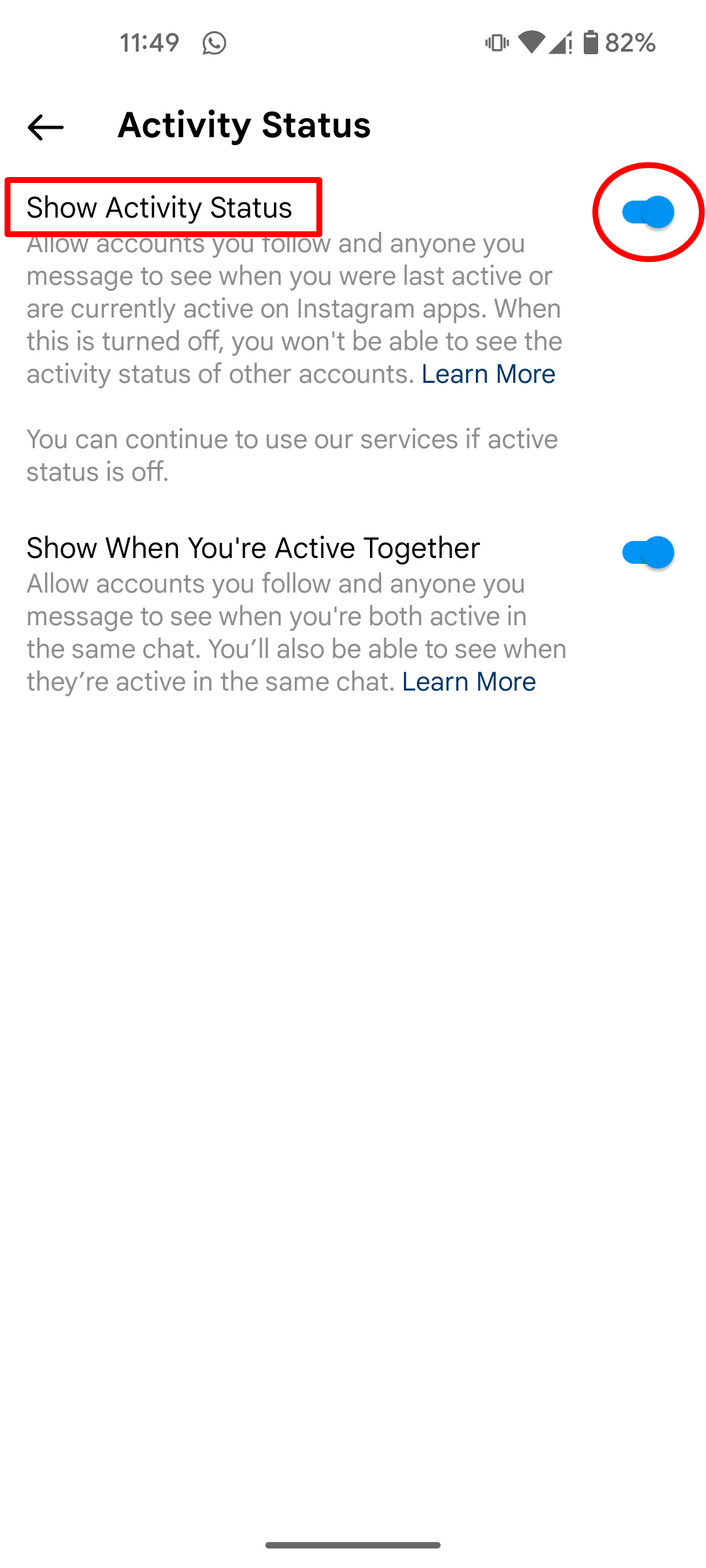 How to turn off or hide Instagram activity or online status from others