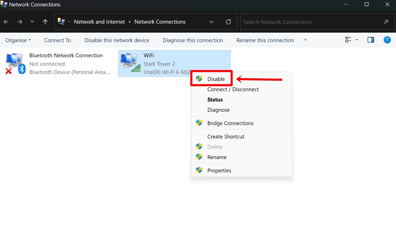 Toggle NIC to fix WiFi connection issues on Windows