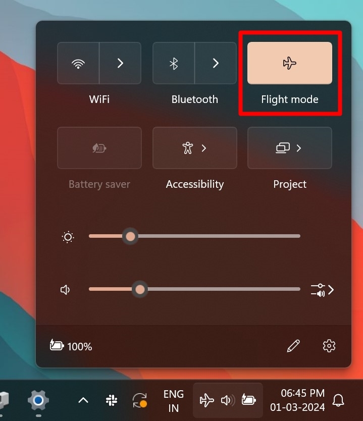 Turn on Airplane mode to fix WiFi connection