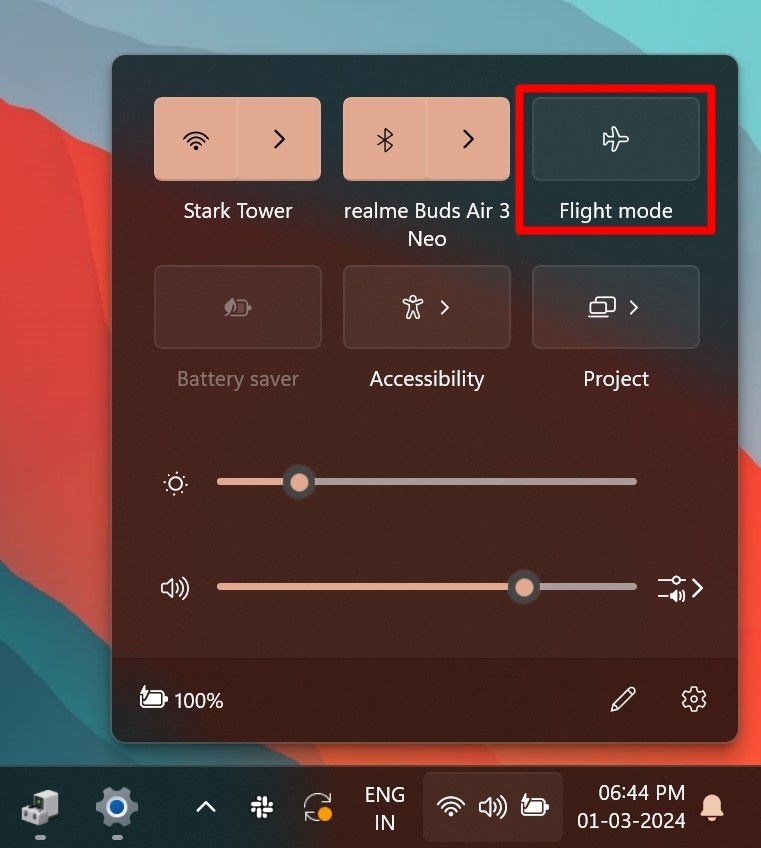 Turn on Airplane mode to fix WiFi connection