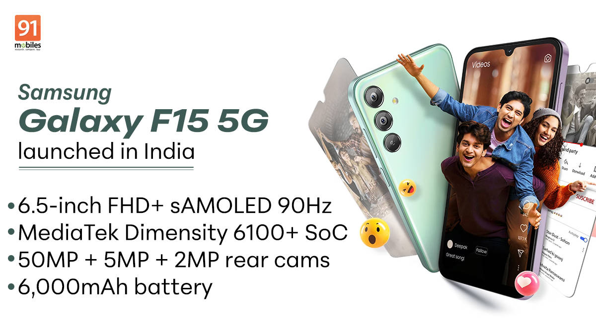 Samsung Galaxy F15 5G with 90Hz display, 6,000mAh battery launched in ...