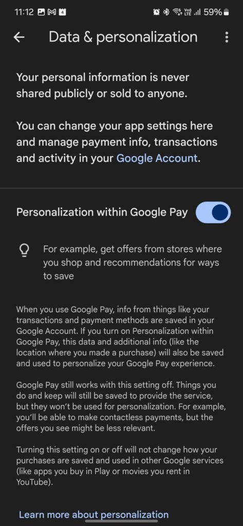 GPay delete transaction history