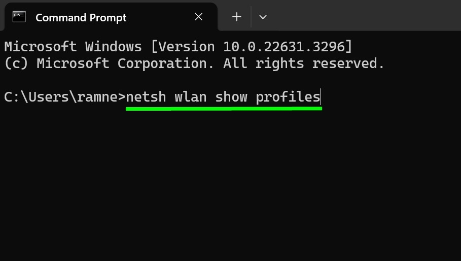 View WiFi password on Windows 11 using Command Prompt