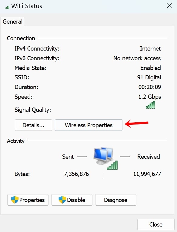 View WiFi password on Windows 11 using Control Panel