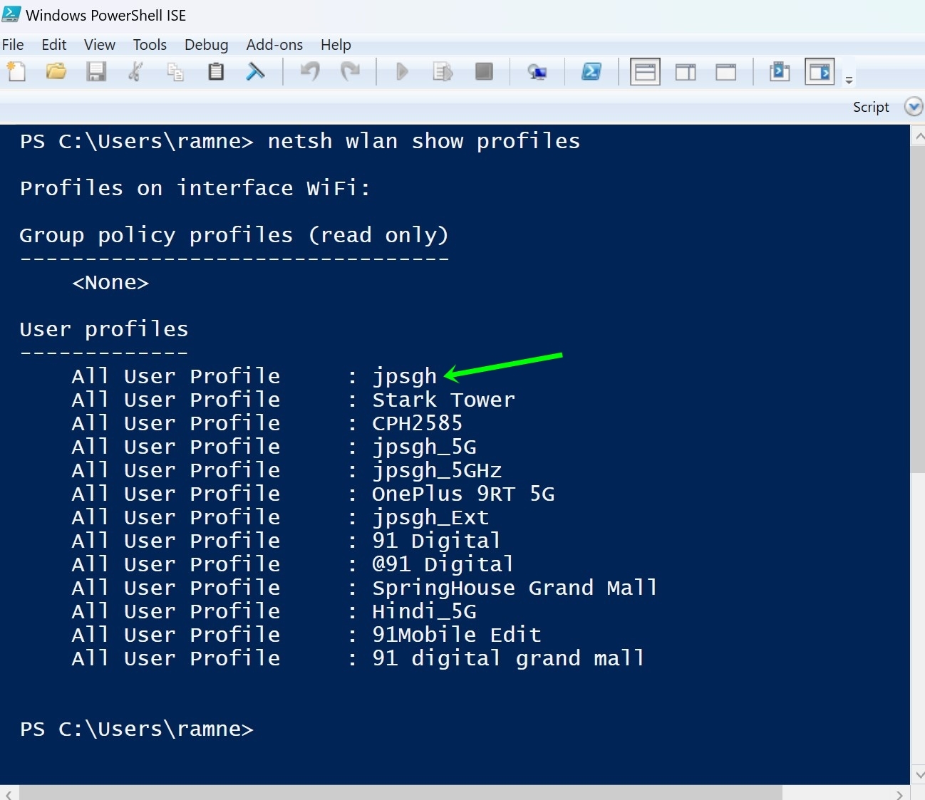 View WiFi password on Windows 11 using Powershell