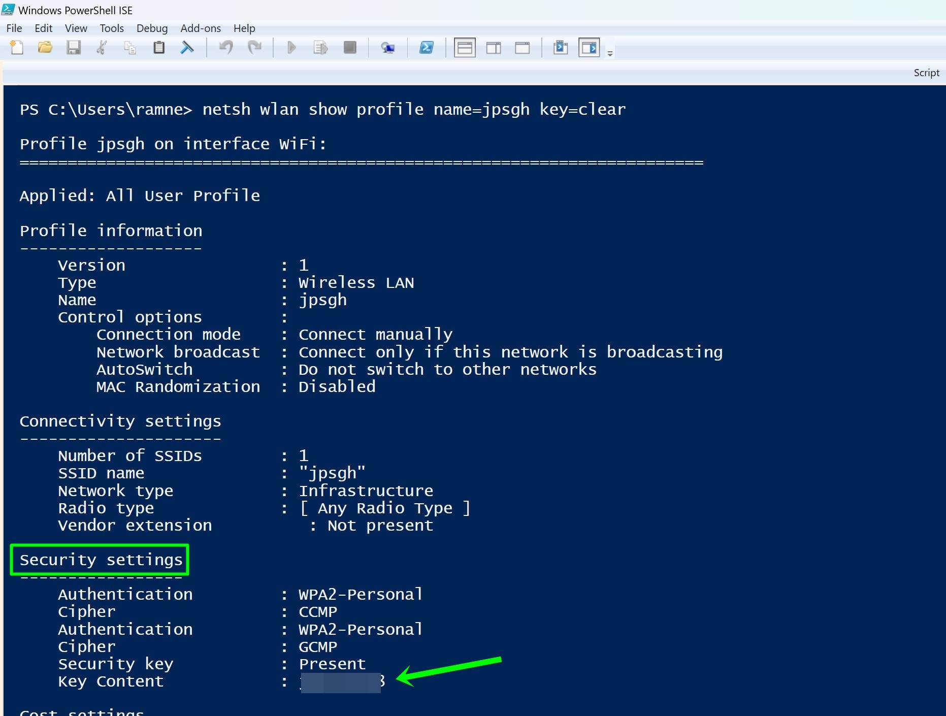 View WiFi password on Windows 11 using Powershell