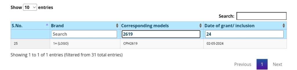 Alleged OnePlus Nord CE 4 Lite BIS listing