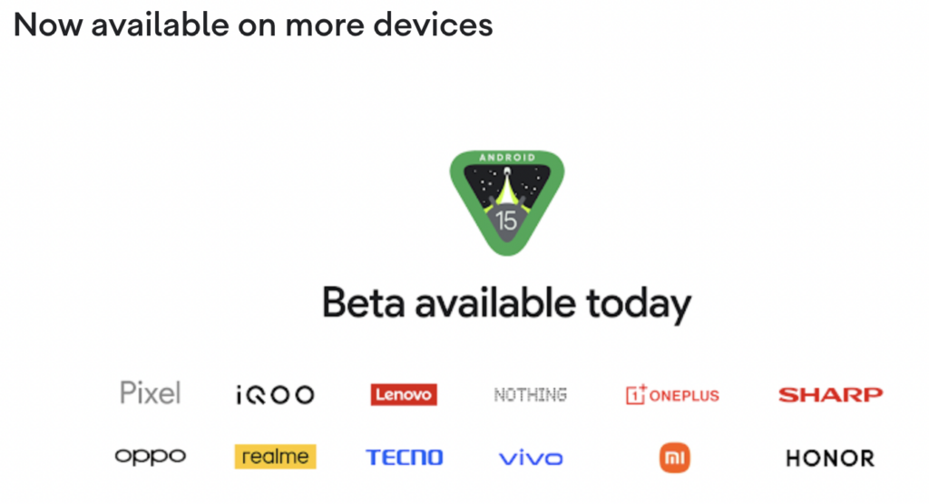Android 15 eligible devices