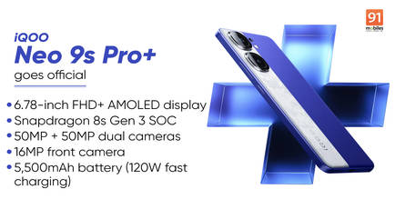 iQOO Neo 9s Pro+ with Snapdragon 8s Gen 3 chipset, 120W fast charging launched in China: price, specs