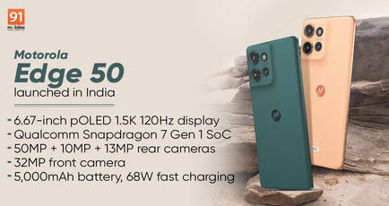 Motorola Edge 50 with Snapdragon 7 Gen 1 SoC, military-grade certification launched in India: price, specifications