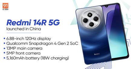 Redmi 14R 5G with Snapdragon 4 Gen 2 SoC, 5,160mAh battery launched in China: price, specs