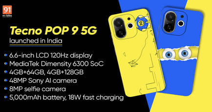 Tecno POP 9 5G with MediaTek Dimensity 6300 SoC and 48MP AI camera launched in India: check price, specifications