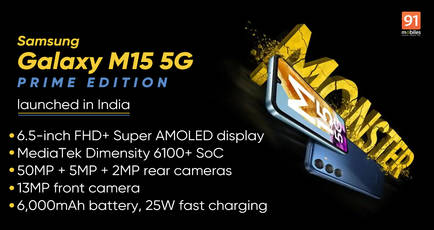 Samsung Galaxy M15 5G Prime Edition with MediaTek Dimensity 6100+ SoC, 6000mAh battery launched in India: price, specs