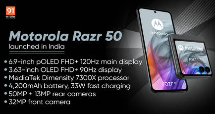 Motorola Razr 50 with MediaTek Dimensity 7300X SoC, 4,200mAh battery launched in India: price, specifications
