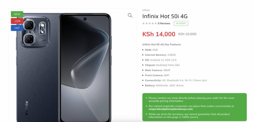 Infinix Hot 50i கென்யா