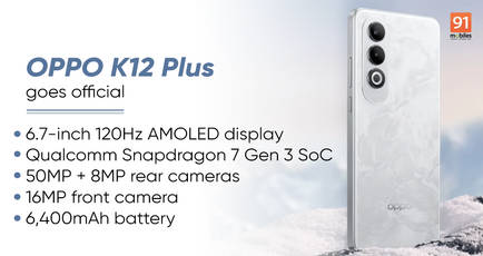 OPPO K12 Plus with 6,400mAh battery, Snapdragon 7 Gen 3 launched in China: price, specs