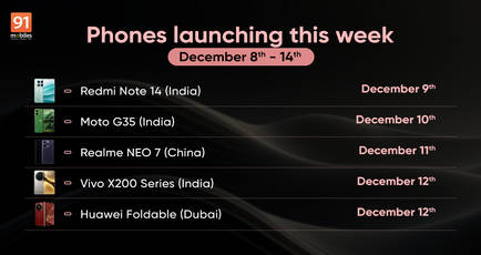 Phones launching this week in India and globally: Redmi Note 14 series, Realme Neo 7, Vivo X200, and more