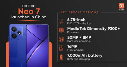Realme Neo 7 with 7000mAh battery, MediaTek Dimensity 9300+ launched in China: price, specifications