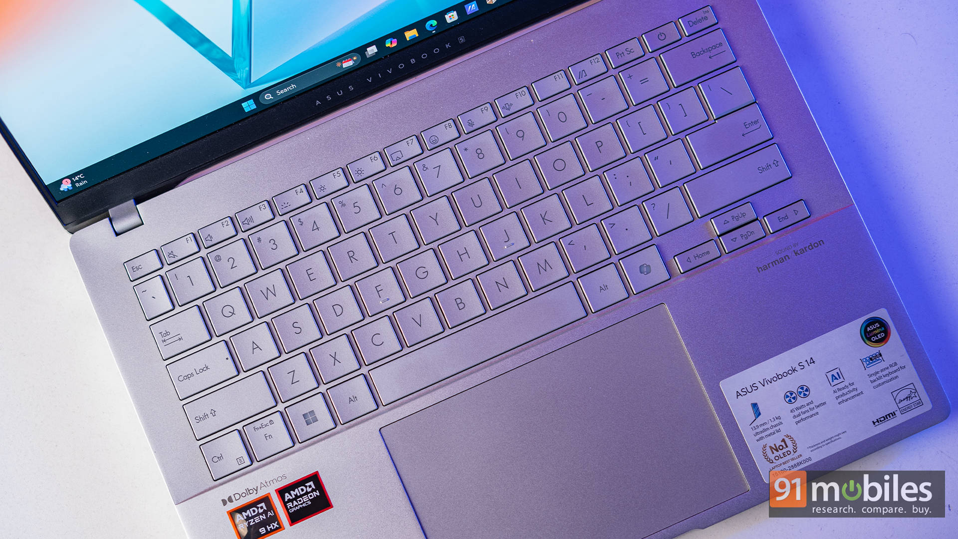 ASUS Vivobook S 14 OLED पुनरावलोकन: AMD HX 370 प्रोसेसर आश्चर्यकारक कामगिरी करतो 8 कीबोर्ड ASUS Vivobook S 14 OLED AMD Ryzen पुनरावलोकन