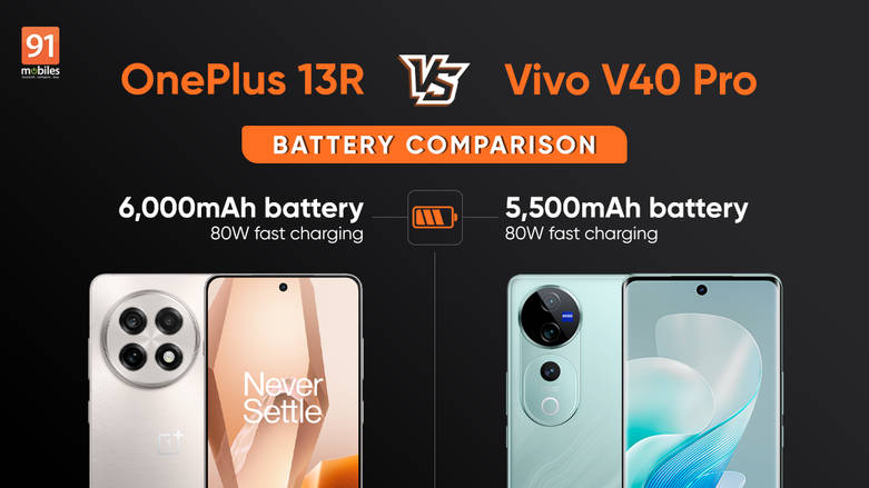 OnePlus 13R विरुद्ध Vivo V40 Pro बॅटरी तुलना