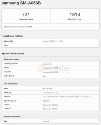 Samsung Galaxy A06 5G Geekbench