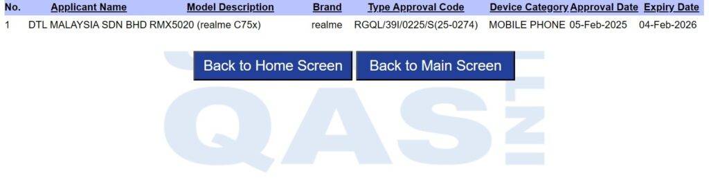 SIRIM-Realme-C75x