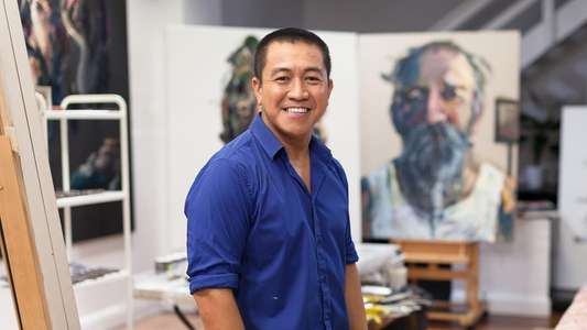 Anh's Brush with Fame - Backdrop
