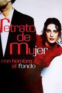 Retrato de mujer con hombre al fondo - Poster